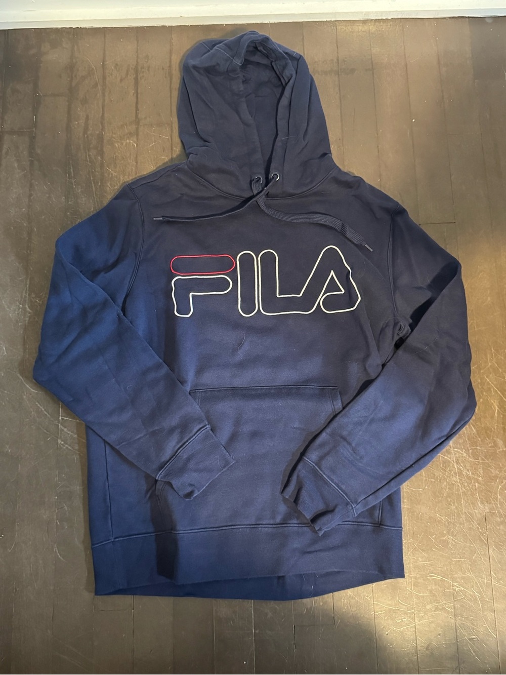 Fila Unisex Navy Pullover Hoodie with Embroidered Logo